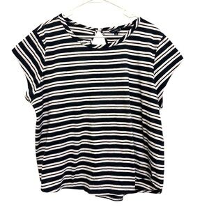 2/$15 Nautica -  & White Striped Short Sleeve Tee – Women’s XXL Classic Fit